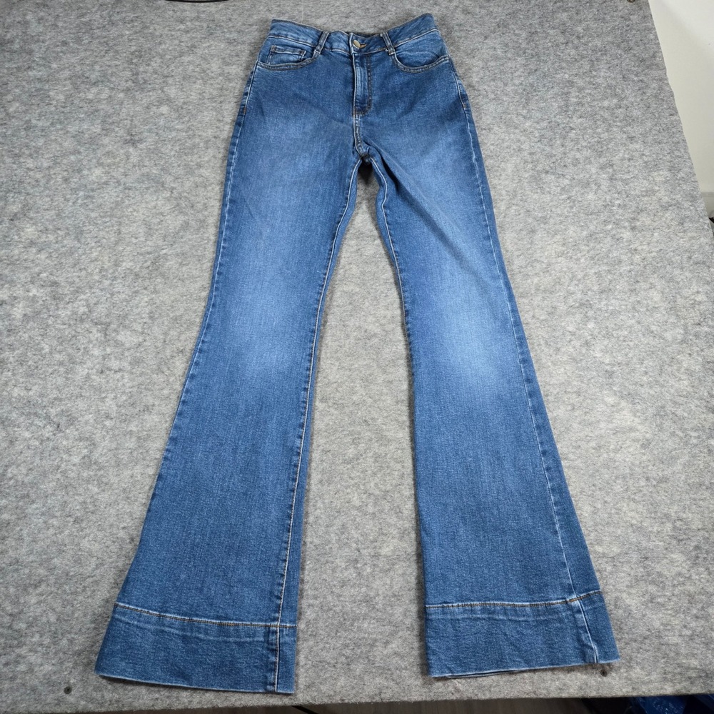 Bagatelle Womens Blue Flare High Rise Denim Jeans 26